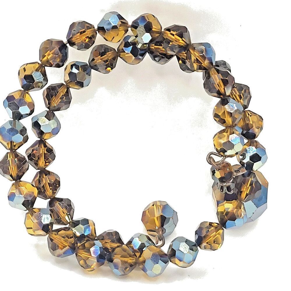 Vintage 50s Topaz AB Crystal Bracelet Adjustable